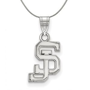 Sterling Silver San Jose State Small Pendant Necklace - 20 Inch